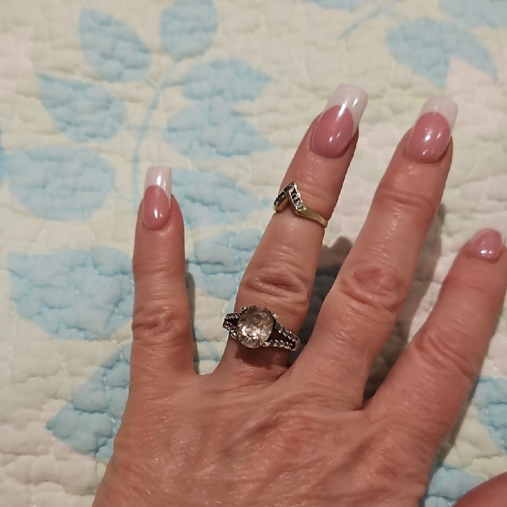 Silver-Tone Clear Crystal Cocktail Ring - Women Jewelry
